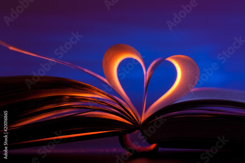 Open book in heart shape