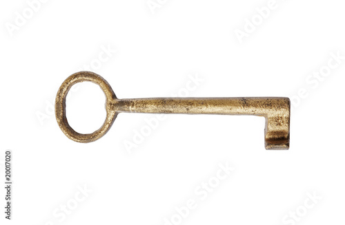 Golden key isolated with path © klikk