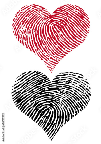 two fingerprint hearts, vector
