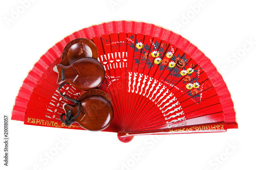fan with castanets isolated on the white background