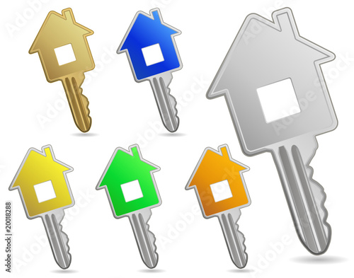 House metallic keys. Icon set. Concept of real estate