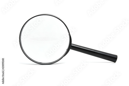 black magnifying glass over white background