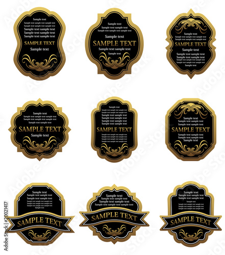 Set of vintage gold labels