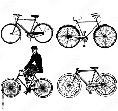 Set of silhouettes old classic bike Illustration Vector
