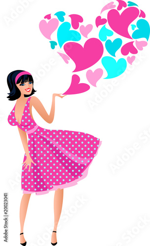 Cute girl in a pink dress