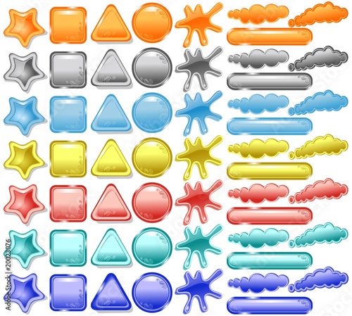 Blank stickers, web buttons and speech bubbles collection