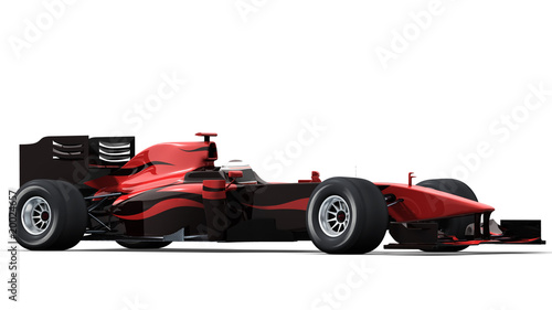 race car on white - black & red