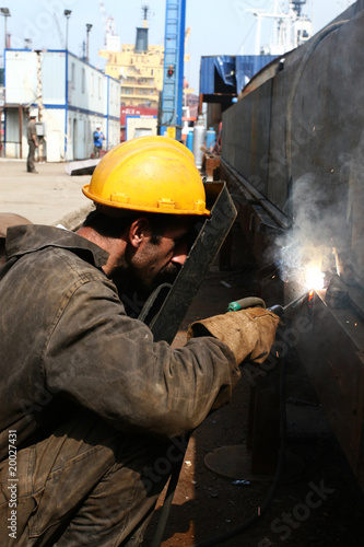 close up of a welder