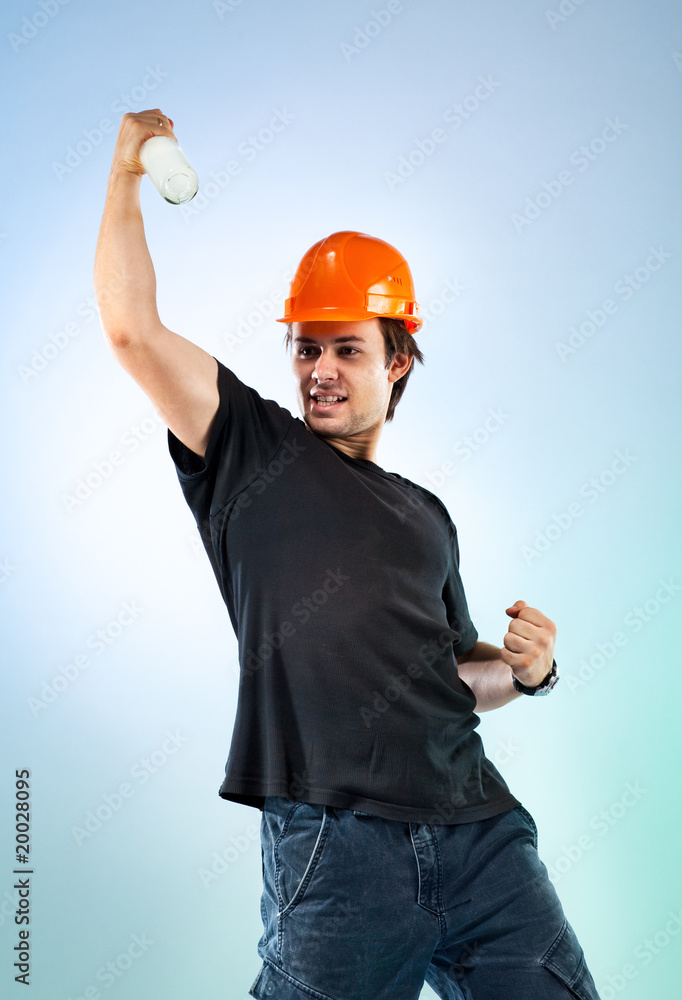 Workman with bottle Workman with bottle