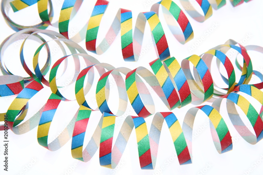 Obraz premium Colorful streamers on white background