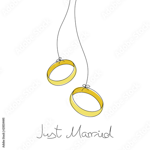 2 Ringe versetzt "Just Married"