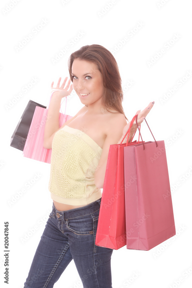 Shopping woman smiling