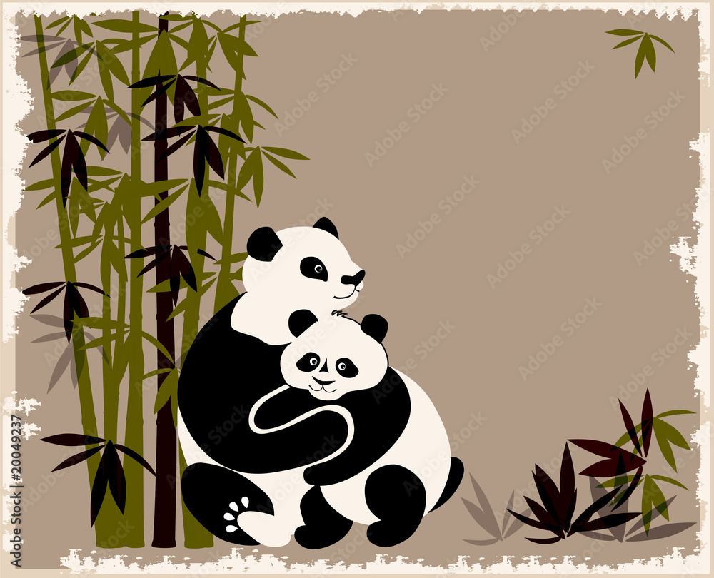 Obraz premium pandas family in the bamboo forest