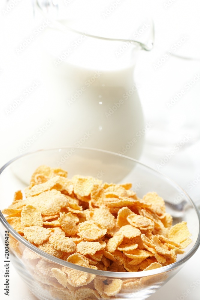 Breakfast with corn-flakes Breakfast with corn-flakes