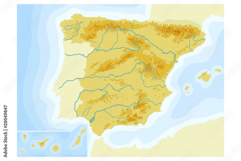 Fototapeta premium mapa fizyczna hiszpanii