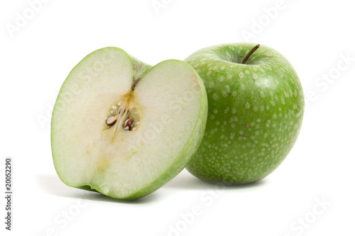 fresh green apple with half