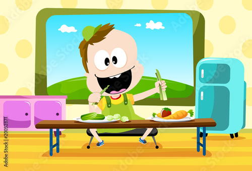 Boy Eating Vegetables
