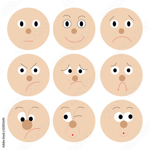 Set of vector funny mug smileys