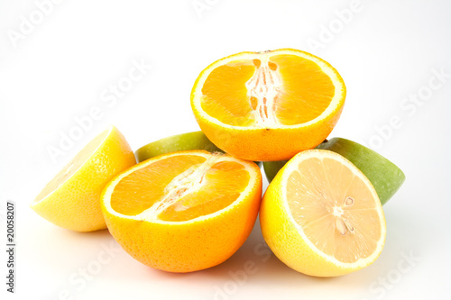 Hulf orange, apple and lemon