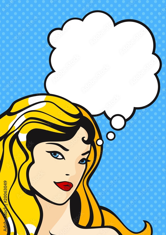 Illustration of a thinking comics style girl Illustration of a thinking comics style girl