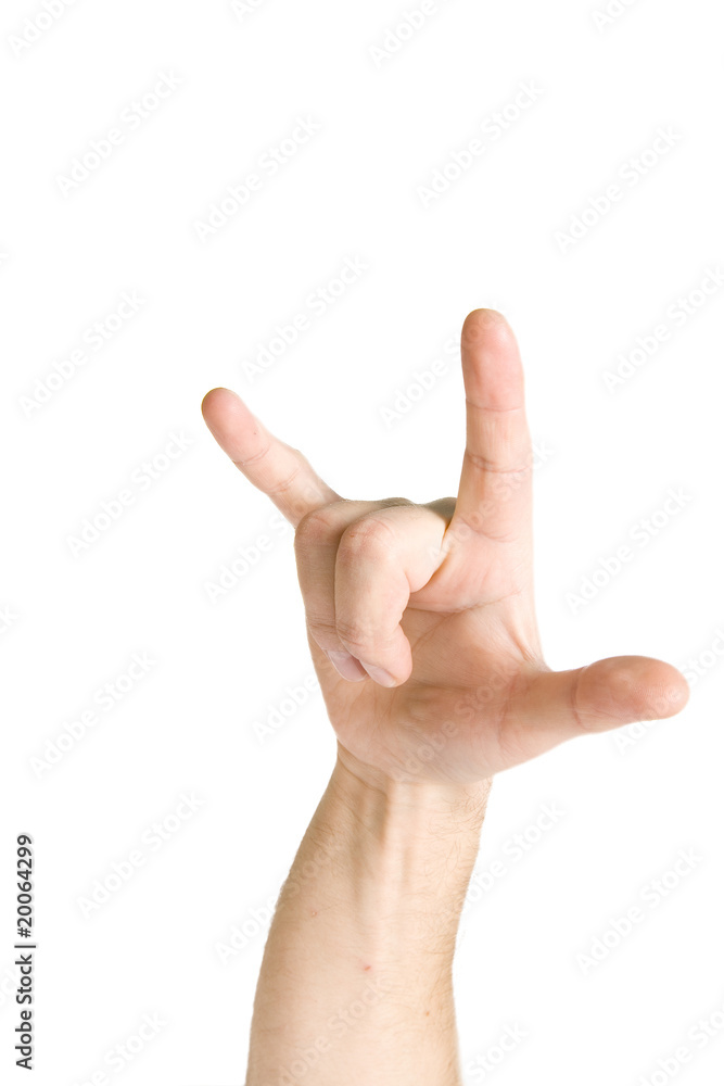 Horns hand sign isolated on white background Horns hand sign isolated on white background