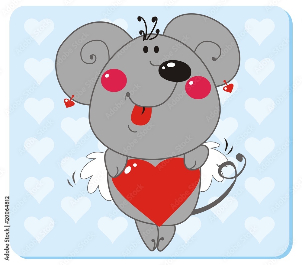 Naklejka premium Mouse in love