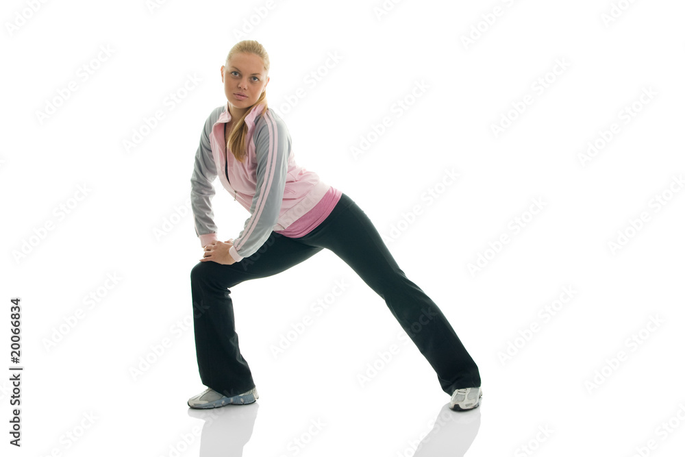 Young women stretching her legs Young women stretching her legs