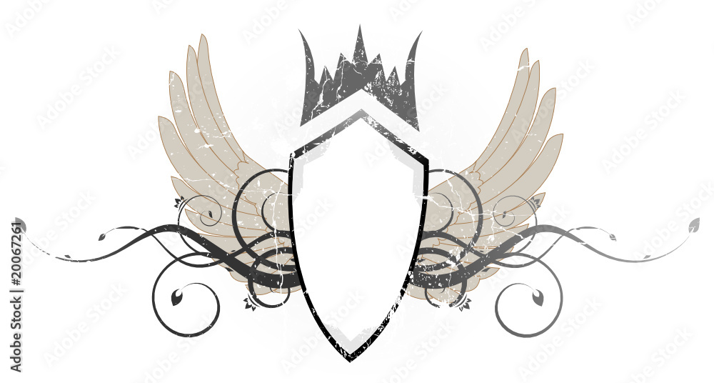 Fototapeta premium Vintage wings and shield