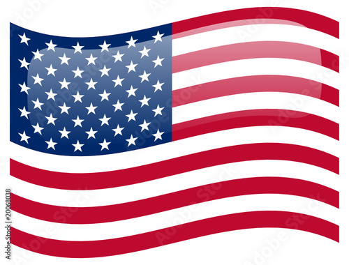 USA Flag Button (United States America US Symbol Banner Vector)