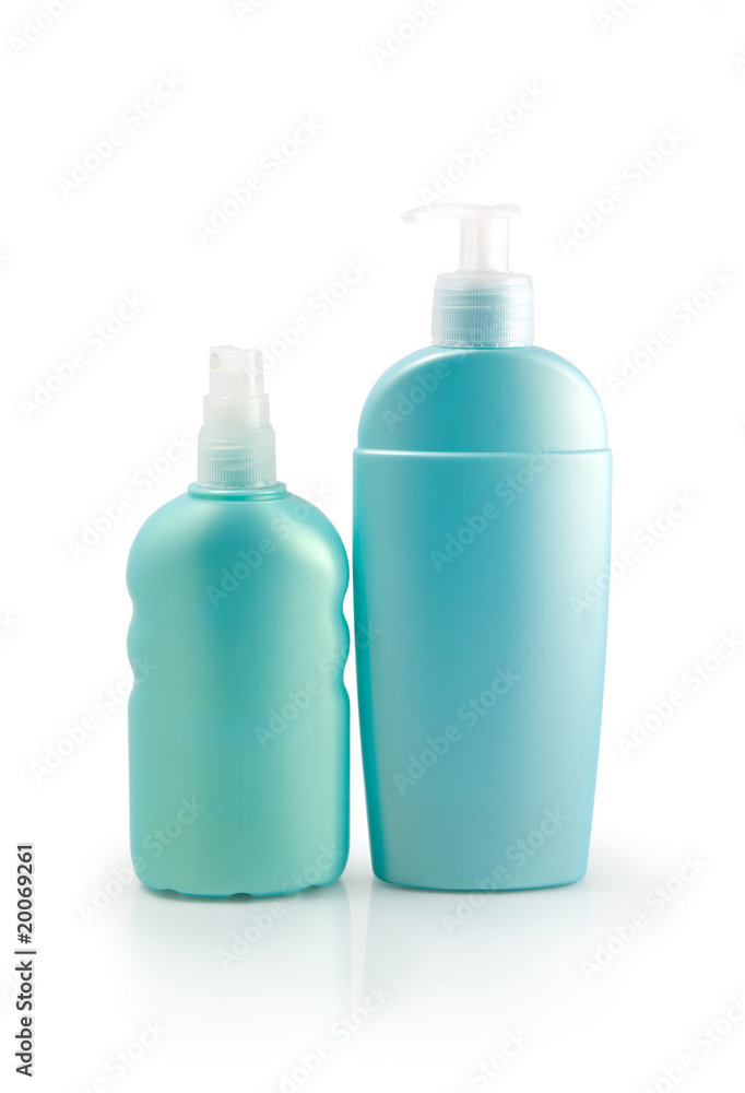 Bottles of cosmetics. Bottles of cosmetics.