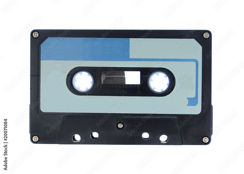 Blue and Black cassette audio tape