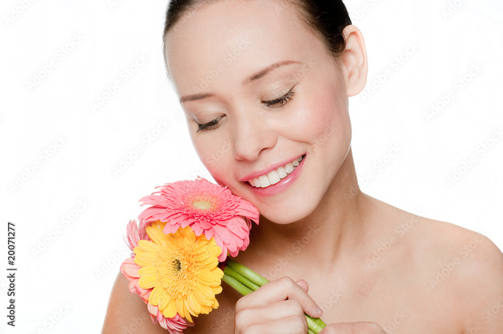 Young and attractive woman with flower