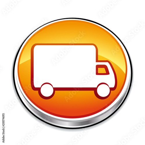 Delivery truck in an orange button