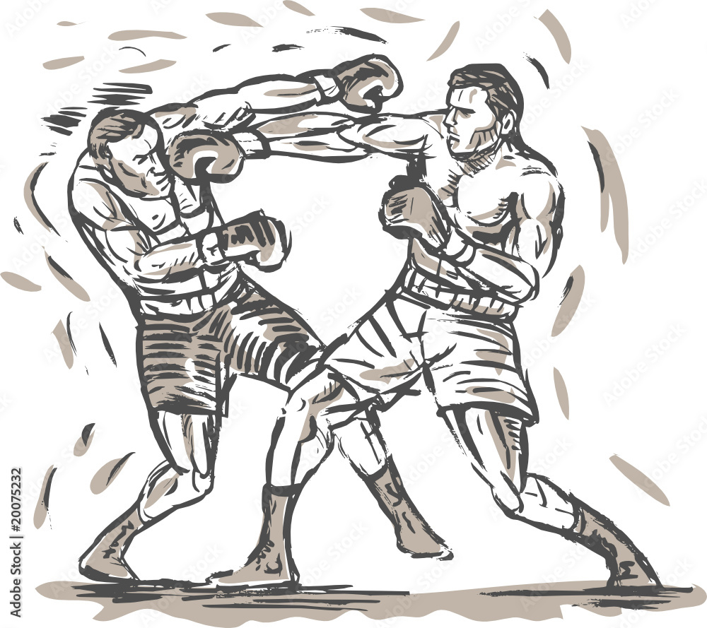 Boxer connecting a knockout punch Boxer connecting a knockout punch