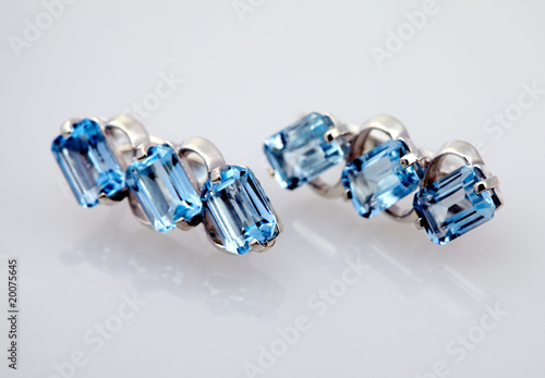 Silver jewelry with blue topaz