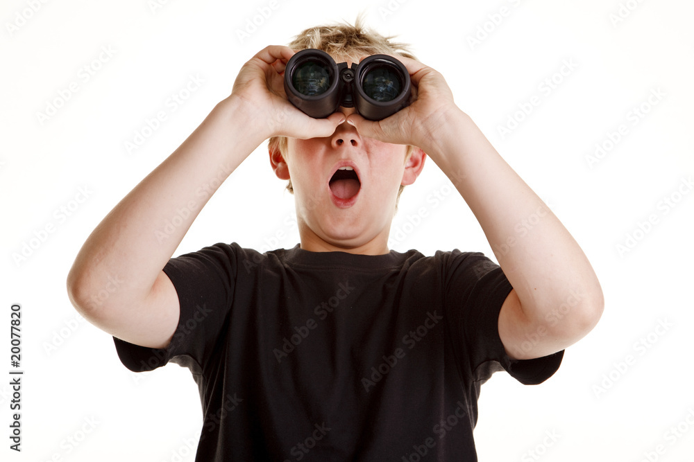 Boy looking through binoculars Boy looking through binoculars