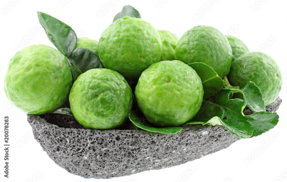 citrus hystrix, combava, fruits alimentaires, fond blanc citrus hystrix, combava, fruits alimentaires, fond blanc