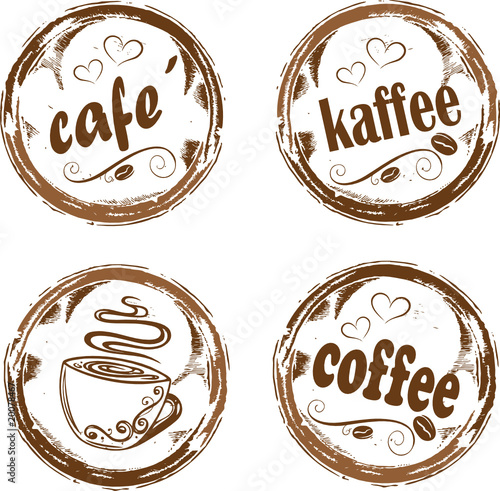 Kaffee, Cafe, Kaffeebohnen, Logo, buttons, coffee