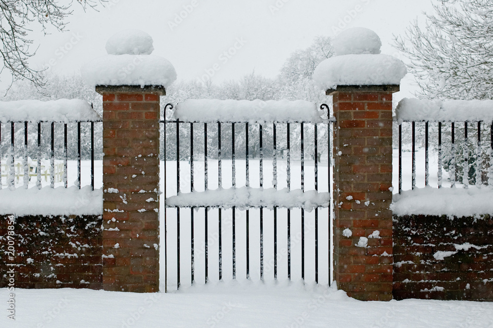 Fototapeta premium gate entrance covered in snow