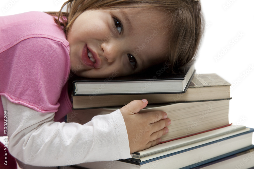 Little girl with books Little girl with books