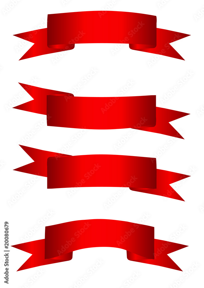 Vector illustration of set of four red ribbons