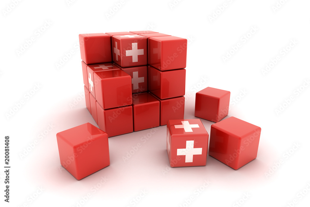 Abstract Swiss flag concept over white background Abstract Swiss flag concept over white background