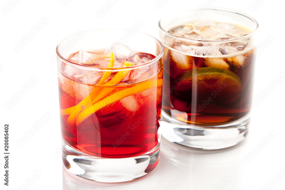 Alcohol cocktail collection - Negroni and Cuba Libre Alcohol cocktail collection - Negroni and Cuba Libre