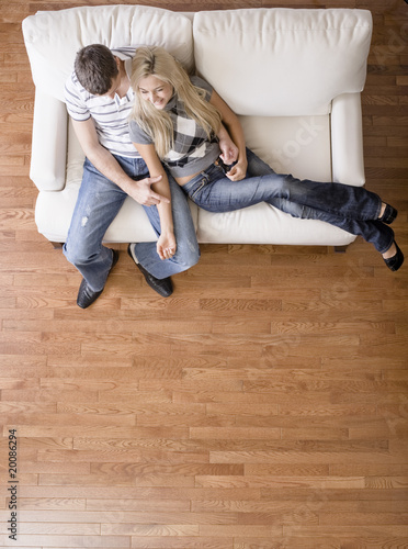 Overhead View of Couple on Love Seat