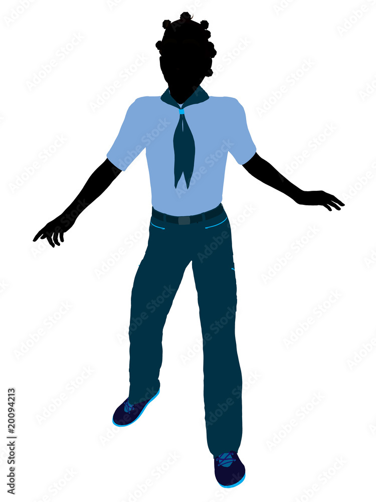 African American Girl Scout Illustration Silhouette African American Girl Scout Illustration Silhouette