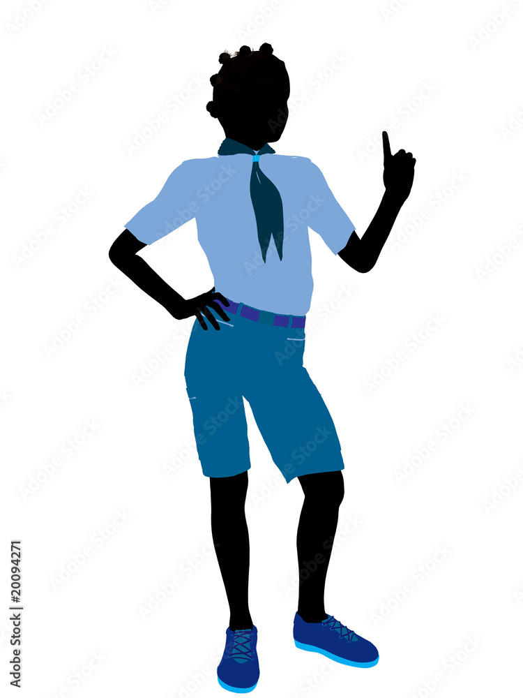 African American Girl Scout Illustration Silhouette African American Girl Scout Illustration Silhouette