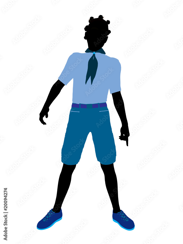 African American Girl Scout Illustration Silhouette African American Girl Scout Illustration Silhouette