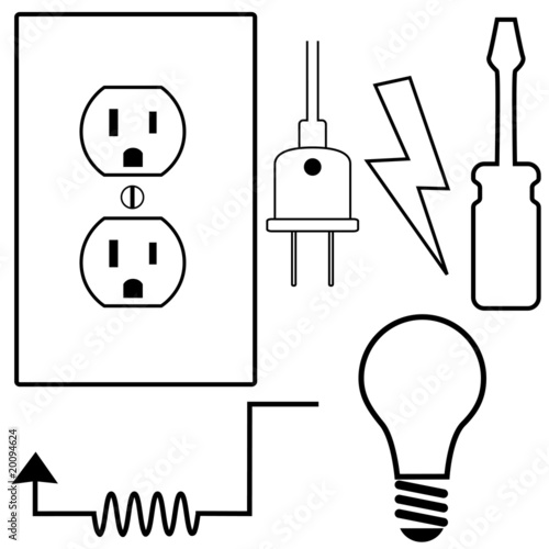 Electrical Repair Contractor Electrician Symbol Icons Set