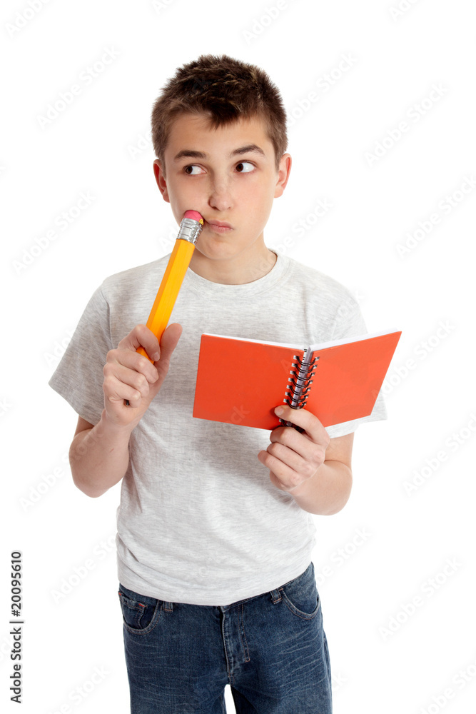 Thinking student pencil and book Thinking student pencil and book