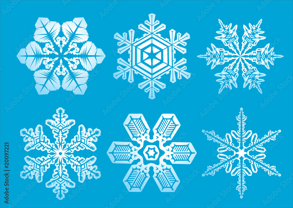 Fototapeta premium Vector. Original snowflakes collection with shapes like real